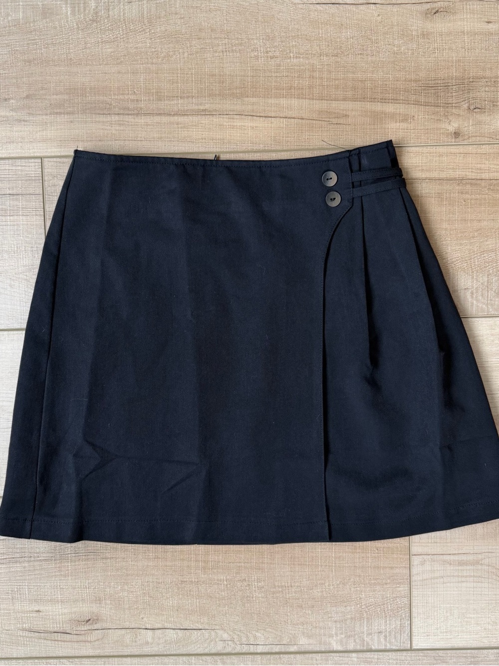 ELIG Skirt medium sheer lined Black Zipper Closure Faux Button Front Mini